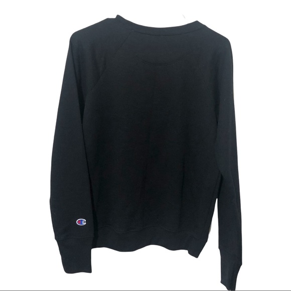 Champion unique foil metallic Logo sweatshirt black unisex Sz Small NWT - Picture 2 of 9